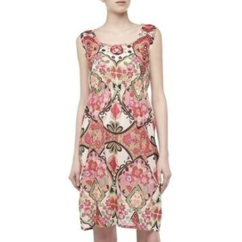 Johnny Was Dress Womens XS 100% Cotton Sleeveless Boho Floral Knee Length
